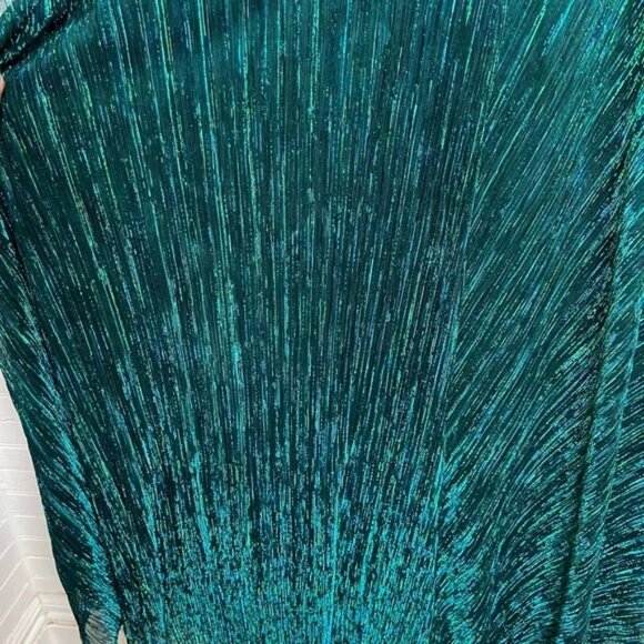 NWT Betsy & Adam "ALEXA" L/S METALLIC KNIT DRESS Sz 12 Crinkle Evening Gown - Picture 5 of 8